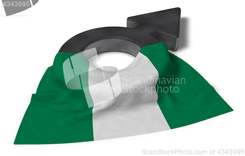 Image of mars symbol and flag of nigeria - 3d rendering