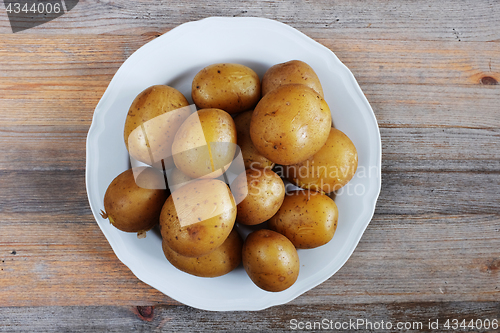 Image of boiled potatoes in their skins on a plate