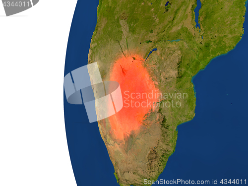 Image of Botswana on globe