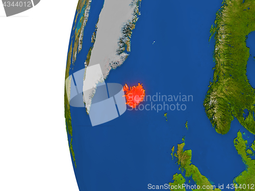 Image of Iceland on globe