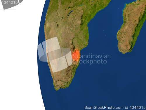 Image of Swaziland on globe