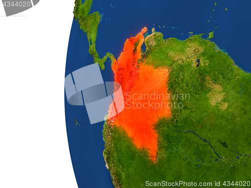 Image of Colombia on globe