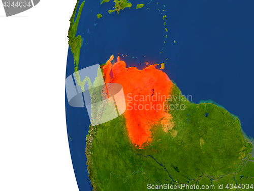 Image of Venezuela on globe