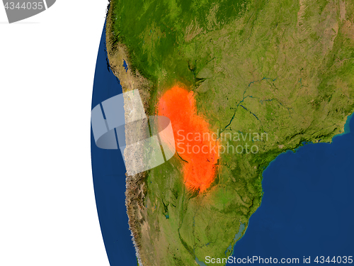 Image of Paraguay on globe