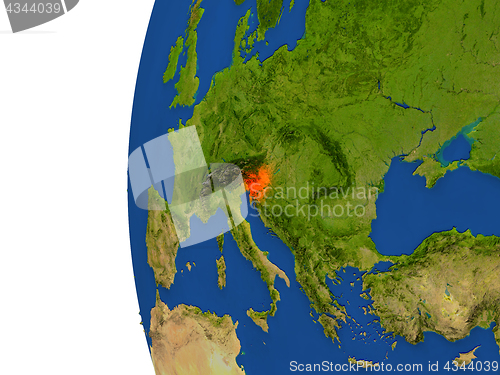 Image of Slovenia on globe