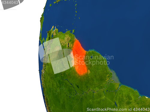 Image of Guyana on globe