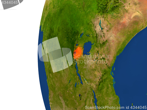 Image of Rwanda on globe