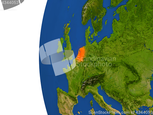 Image of Netherlands on globe