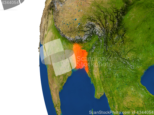 Image of Bangladesh on globe