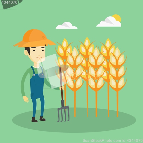 Image of Farmer with pitchfork vector illustration.