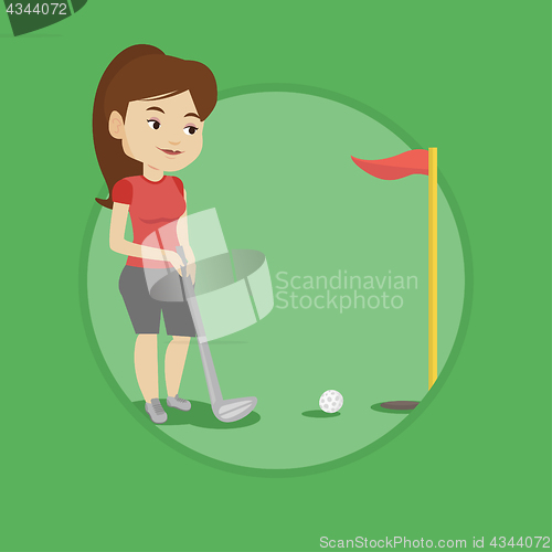 Image of Golfer hitting the ball vector illustration.