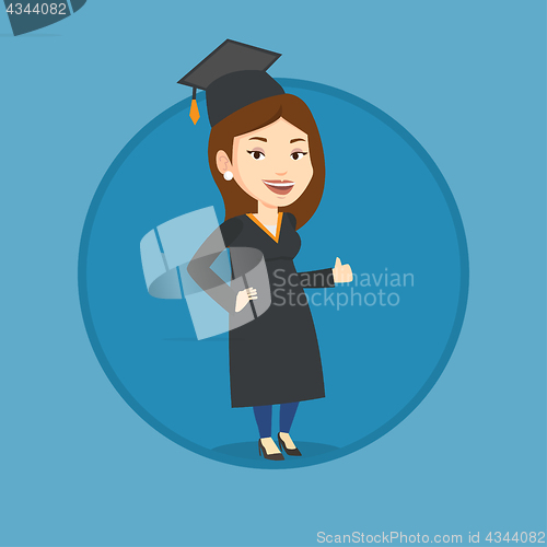 Image of Graduate giving thumb up vector illustration.