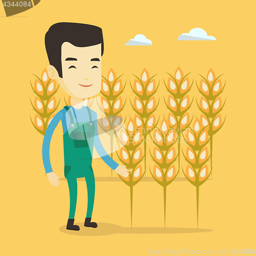 Image of Farmer in wheat field vector illustration.