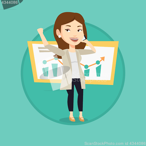 Image of Woman celebrating business success.