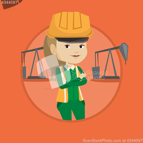 Image of Confident oil worker vector illustration.