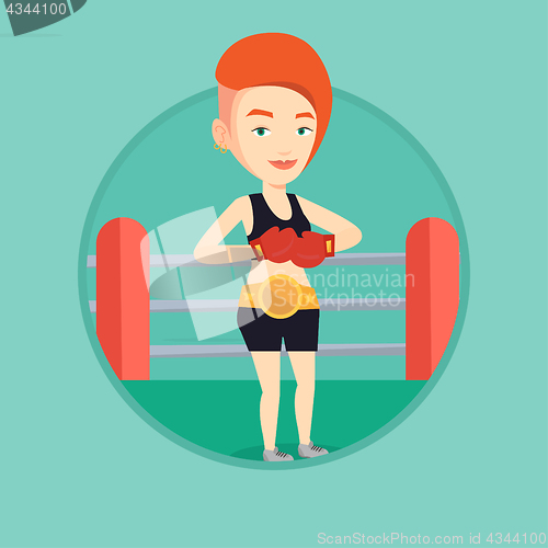 Image of Confident boxer in the ring vector illustration.