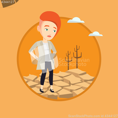 Image of Sad woman in the desert vector illustration.