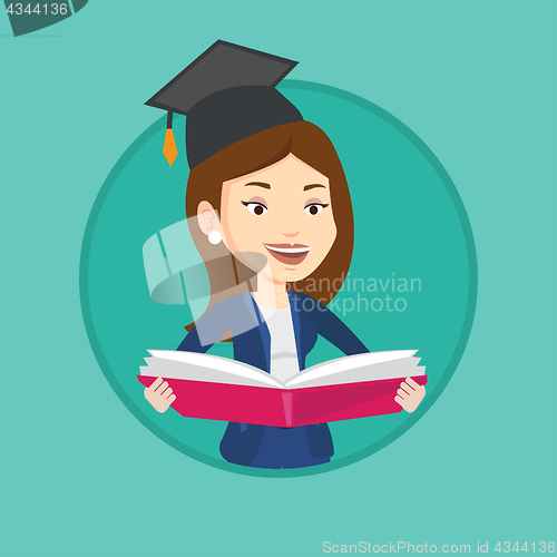 Image of Graduate with book in hands vector illustration.