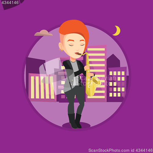 Image of Musician playing on saxophone vector illustration.