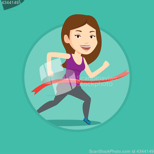 Image of Athlete crossing finish line vector illustration.