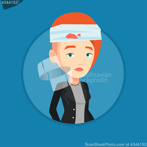 Image of Woman with injured head vector illustration.