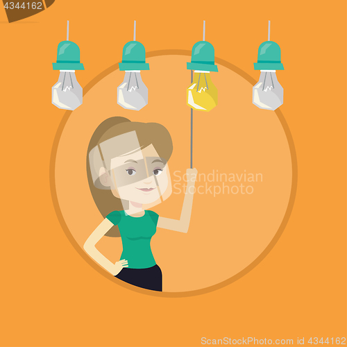 Image of Woman having business idea vector illustration.
