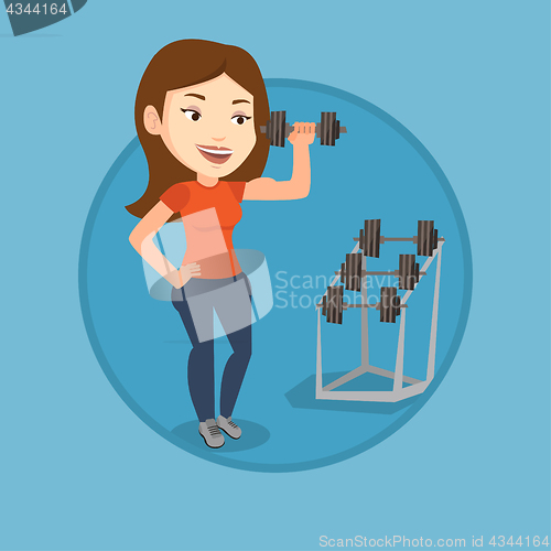 Image of Woman lifting dumbbell vector illustration.