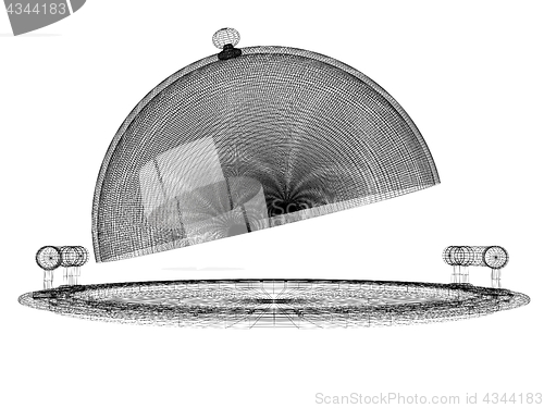 Image of Restaurant cloche concept. 3d illustration