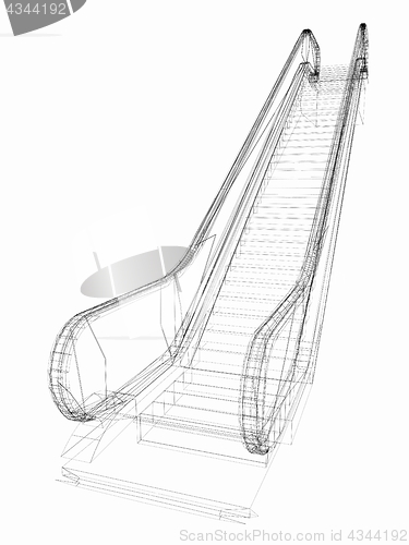 Image of Single escalator. 3d illustration