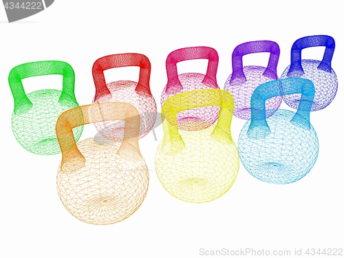 Image of A set of sports items - weights. 3d illustration