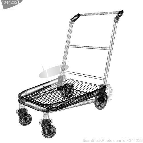 Image of Trolley for luggage at the airport. 3D illustration.
