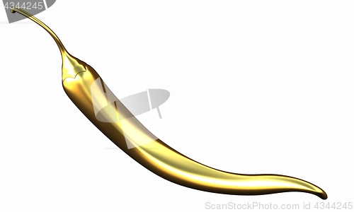 Image of Gold Hot Pepper Icon. 3d illustration