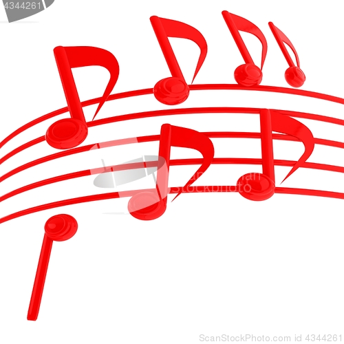 Image of music notes  background. 3D illustration