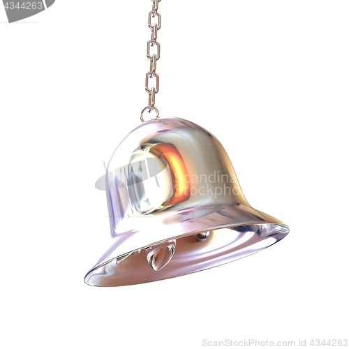 Image of Shiny metal bell isolated on white background. 3d illustration