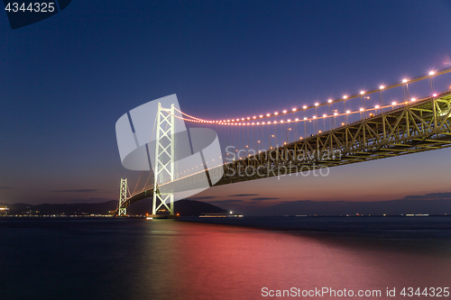 Image of Akashi Kaikyo Bridge at evening