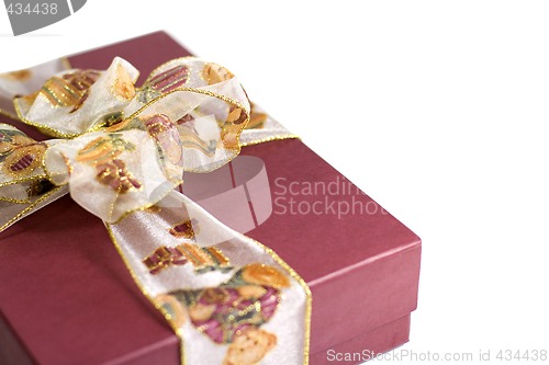 Image of red gift box with beautiful ribbon