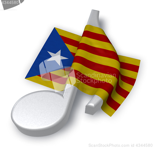 Image of music note symbol symbol and flag of catalonia - 3d rendering