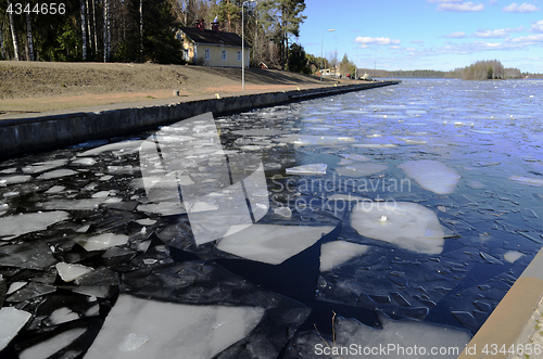 Image of ice-field on the channel in winter