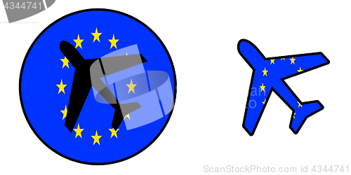 Image of Nation flag - Airplane isolated - European Union
