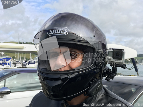 Image of Motorbike Rider with Go Pro Hero 4 Camera