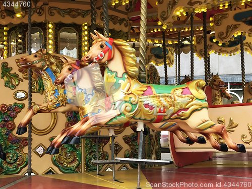 Image of Horses on a Carousel Merry Go Round  