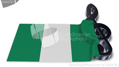 Image of clef symbol symbol and flag of nigeria - 3d rendering