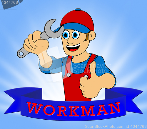 Image of Workman Laborer Displays Building Worker 3d Illustration