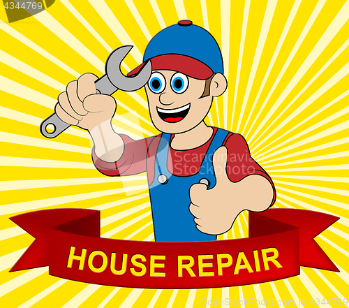 Image of House Repair Man Represents Fixing House 3d Illustration