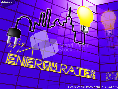 Image of Energy Rates Shows Electric Power 3d Illustration