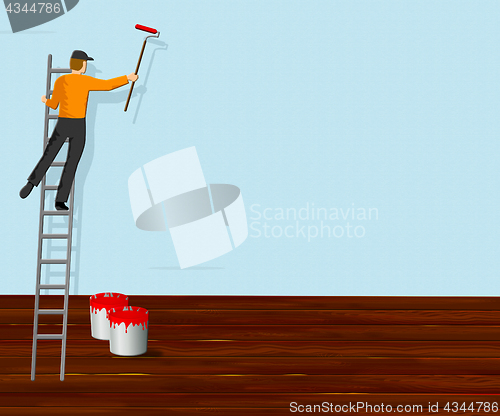 Image of House Decorating With Copyspace Shows Painter 3d Illustration