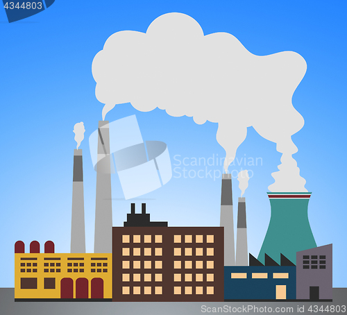 Image of Polluted Factory Showing Refinery Smoke 3d Illustration