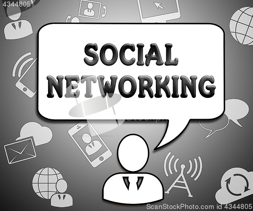 Image of Social Networking Shows Virtual Interactions 3d Illustration