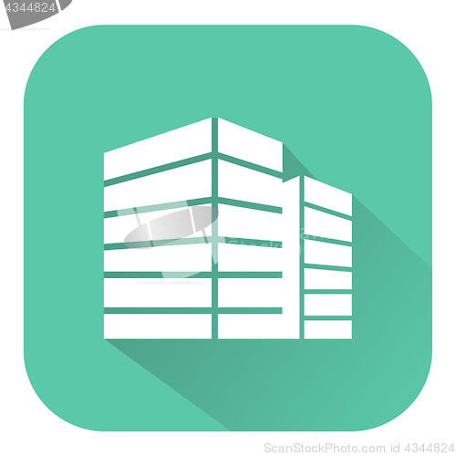 Image of Office Building Icon Shows City 3d illustration