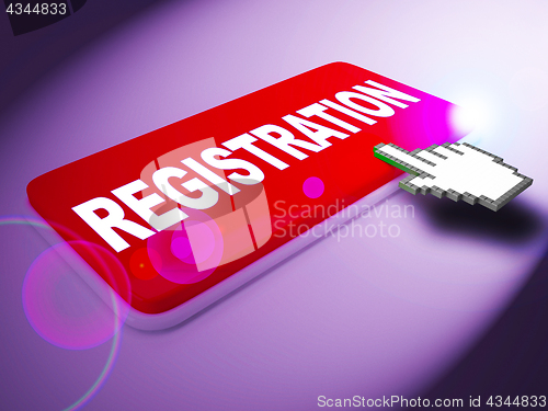 Image of Registration Key Shows Membership Admission 3d Rendering